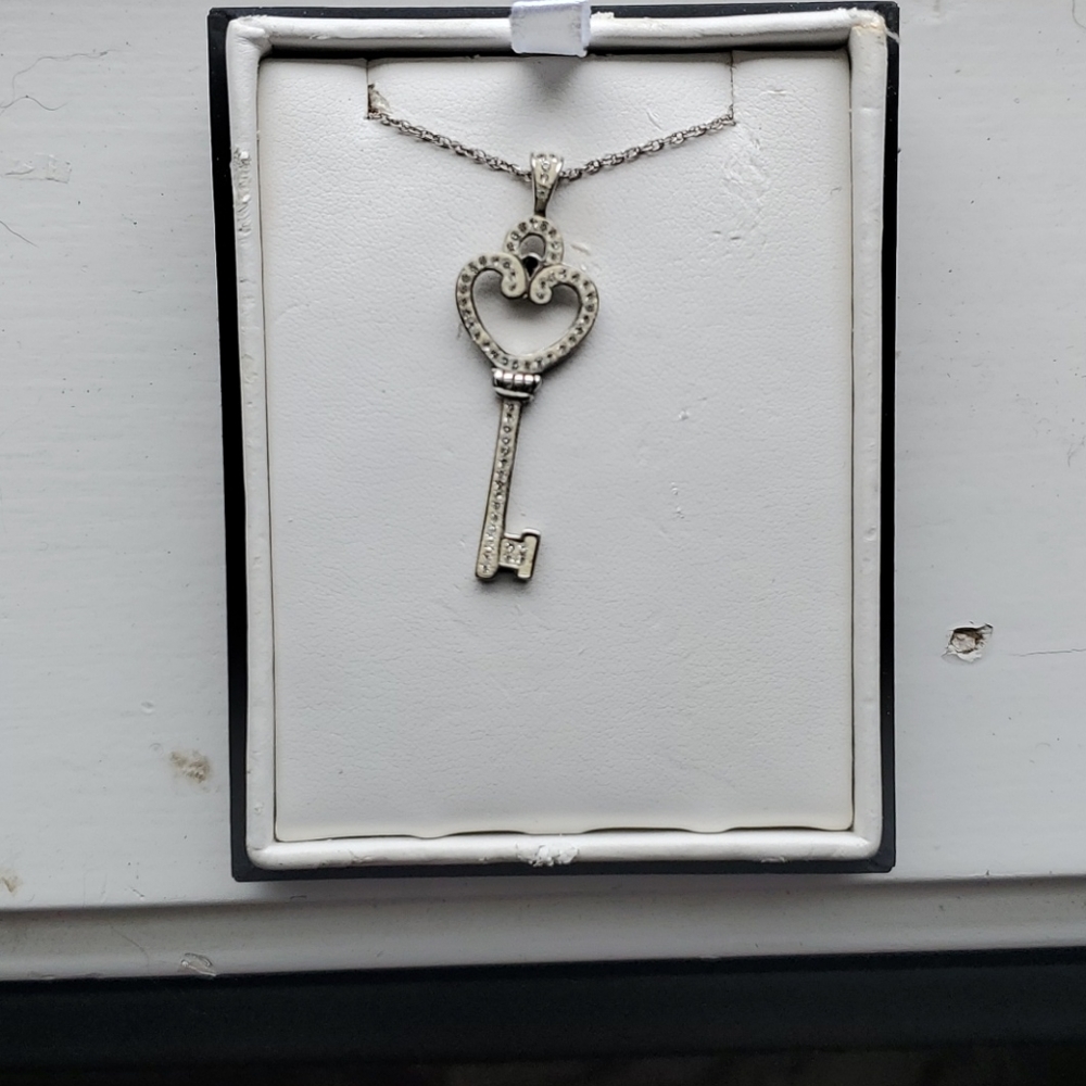 Sterling silver necklace with rhinestone pendant